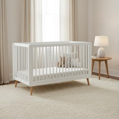 Tatum 3-in-1 Convertible Baby Crib with Guardrail - White