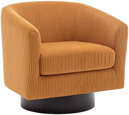 Swivel Barrel Chairs Set of 4, Corduroy Accent Chair, Orange
