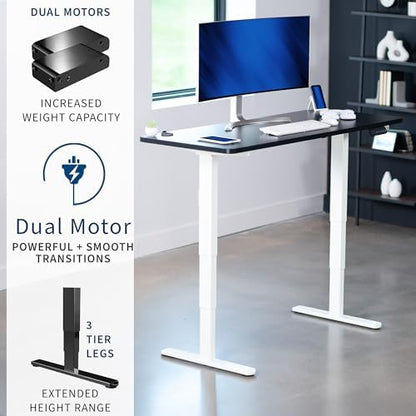 VIVO Electric Dual Motor Standing Desk, 60" x 24" Black Top