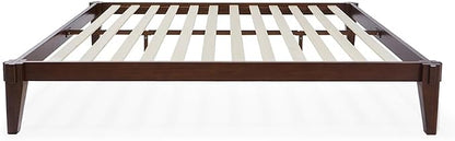 Bme Chalipa 14” Solid Wood Bed Frames - Wood Platform Bed Frame - Japanese Joinery Bed Frame - Wood Slat Support - Bed Without Box Spring - Easy Assembly - Minimalist & Modern Style, Walnut - Full