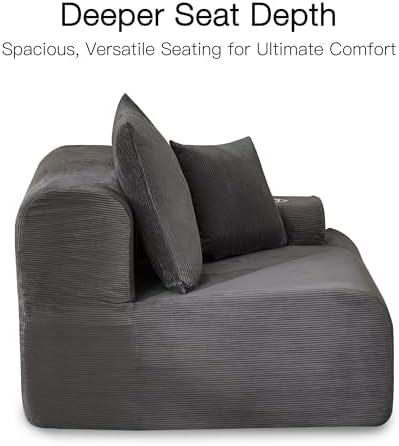 HOMREST 118" Cloud Couch, Modular Sectional Sofa with Movable Ottoman