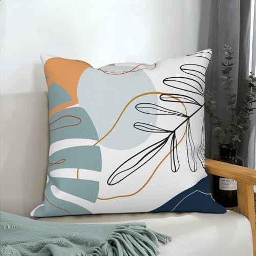 Abstract Palm Leaves Pillow Covers 22''x22'' Set of 4, Modern Geometric Line Pattern Cushion Covers Decorative Tropical Print Pillow Cases for Couch Sofa Bedroom Farmhouse Garden Patio