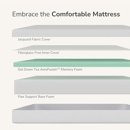 MLILY Full Mattress in a Box, 12 inch Mattresses for Platform Bed Double Size Daybed Bunk, Green Tea Memory Foam Mattress for Cool Sleep & Pressure Relief, Medium Firm