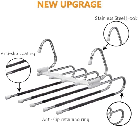 Kalimdor Pants Hangers 2 Pack Space Saving Metal Closet Organizer,Clothes Pants Hangers,Anti-Slip Design,Closet Organizers and Storage for Pants Jeans Skirts Scarf Legging
