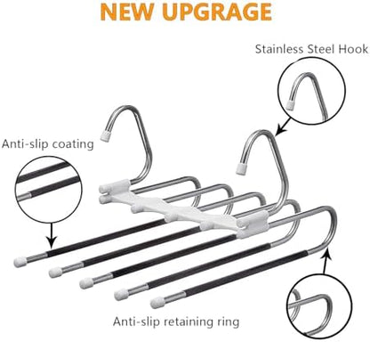 Kalimdor Pants Hangers 2 Pack Space Saving Metal Closet Organizer,Clothes Pants Hangers,Anti-Slip Design,Closet Organizers and Storage for Pants Jeans Skirts Scarf Legging