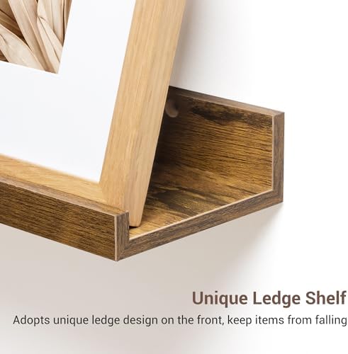 Picture Ledge Shelf, 48 Inch Brown Floating Shelves Set of 3