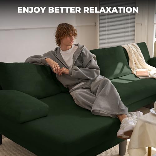 U-Shaped Sectional Sofa for Living Room, Modern Modular Sofa with Double Chaise, Classic Lounge Couch Sleeper for Apartment, Green