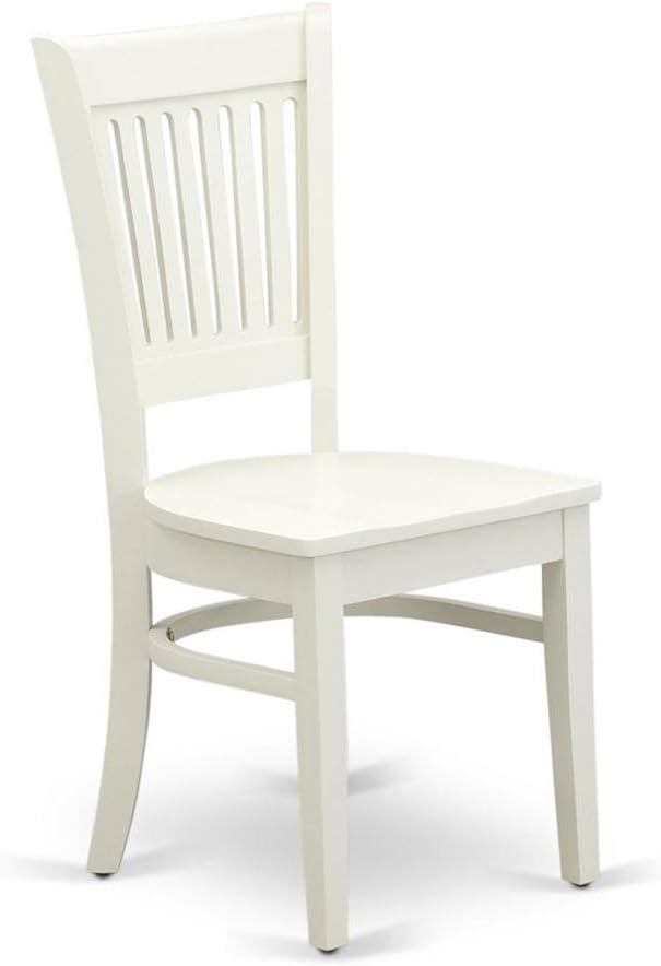 East West Furniture VAC-LWH-W Vancouver Dining Chairs - Slat Back Wood Seat Kitchen Chairs, Set of 2, Linen White