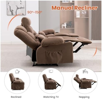 MAHOMICO Reclining Sofa with Cup Holders for Living Room 3 Seat Manual Sofa Recliner with Side Pocket