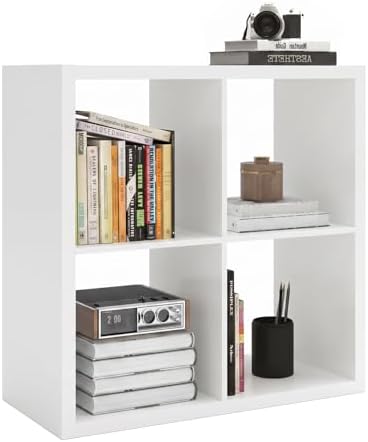 4 Cube Storage Organizer Shelf, White, 11inch
