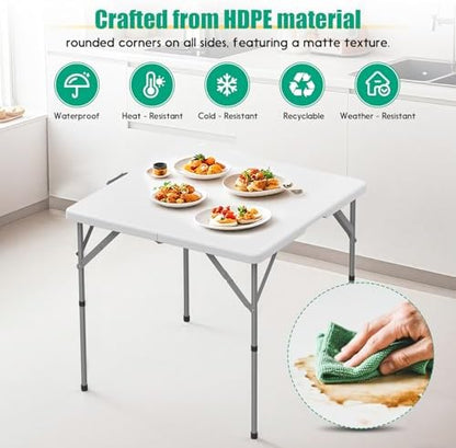 34'' Square Folding Card Table, Dining Table with Handle and Safety Lock