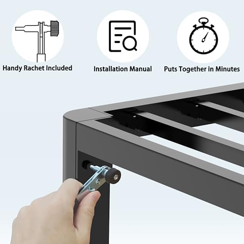 FUIOBYVV 10 Inch Twin Metal Bed Frame with Rounded Corner,Mattress Retainer