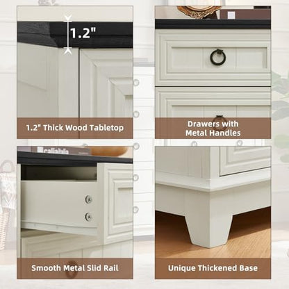 Joaxswe Farmhouse 5 Drawer Dresser for Bedroom Set of 2, 42" Tall Small Dressers & Chest of Drawers, Rustic Wood Dresser with Metal Handle, Storage Organizer Closet for Living Room, Hallway,Entryway