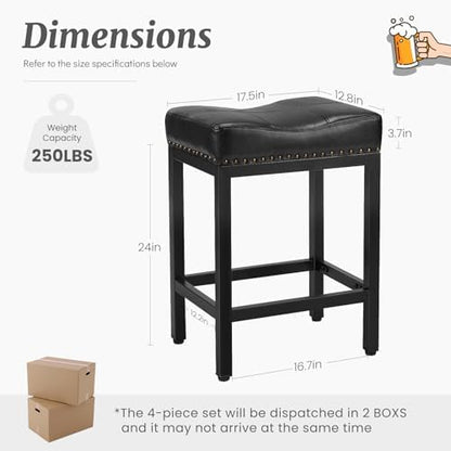 DUMOS 24 Inch Counter Height Bar Stools Set of 2, Kitchen Island, Inky