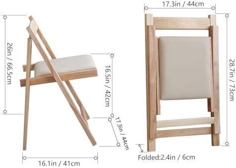 Folding Dining Chairs with Padded Seat Lightweight sillas para Fiestas,2 Pack Folding Chair for Dinner,Party Wedding,Picnic Event, 196LB Weight Capacity(Wood)