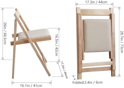 Folding Dining Chairs with Padded Seat Lightweight sillas para Fiestas,2 Pack Folding Chair for Dinner,Party Wedding,Picnic Event, 196LB Weight Capacity(Wood)