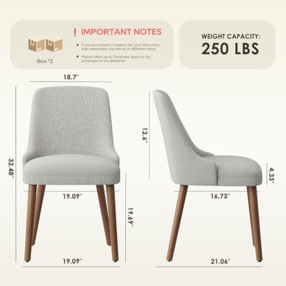 MALOL Upholstered Dining Chairs Set of 4 with High-Back, Light Grey