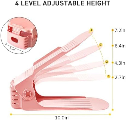 Shoe Slots Organizer 36 Pack - Shoe Organizer Space Saver 50%,Adjustable Thickening Shoe Stackers for a pair of Shoes,Shoe Storage Shoe Rack Holder for closet organization,organizador de zapatos,Pink