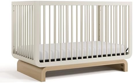 Storkcraft Santorini 5-in-1 Convertible Crib and Guardrail, Frosted Oat