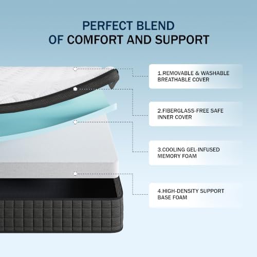Holidaymoon Queen Mattress 12 Inch, Memory Foam Hybrid Pocket Spring Medium Firm in a Box, Cooling Breathable Bedding for Home Bedroom（12 Queen）