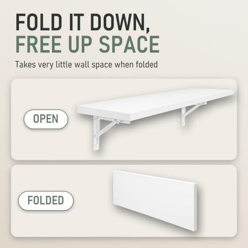 Wall Mounted Desk, Murphy Desk, Wall Mounted Folding Table, 48x16 White