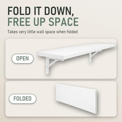 Wall Mounted Desk, Murphy Desk, Wall Mounted Folding Table, 48x16 White