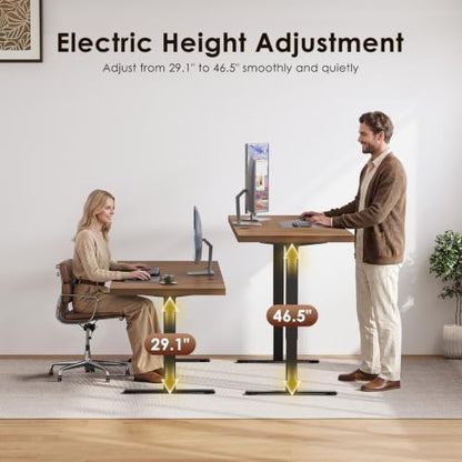 OffiGo 79 Inch Executive Electric Standing Desk Height Adjustable, Walnut