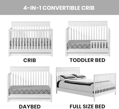 Oxford Baby Castle Hill 4-in-1 Convertible Baby Crib, Barn White, GreenGuard Gold Certified