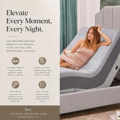 Premium Split King Adjustable Bed with 14 Inch Prime Gel Memory Foam Sleep System, Massage, Zero Gravity, Anti-Snore, Programmable Memory Positions, USB, Underbed Lighting, Zero Clearance