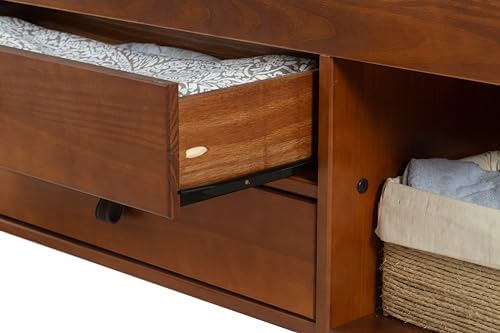 memomad Bali Slim Set: Bed + Flat Headboard, Full Size, Caramel Brown