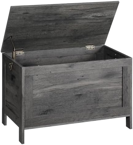 HOOBRO Toy Box, Retro Wooden Look Storage Chest with Safety Hinge, Entryway Storage Bench Supports 330 lb, 29.9 x 15.7 x 18.9 Inches Toy Chest Organizer, Easy Assembly, Charcoal Black BC75CW01G2