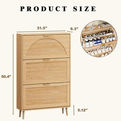 Shoe Cabinet Organizer with 3 Flip Drawers,Entryway Shoe Storage Cabinet