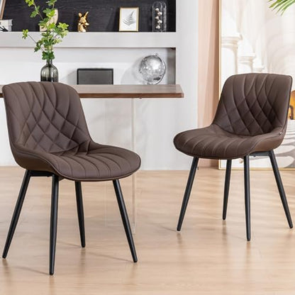 YOUNUOKE Dining Chairs Set of 2 Mid Century Modern Kitchen Chair Brown