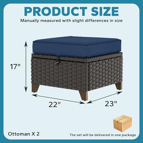 2 Piece Patio Furniture Set, Wicker Outdoor Conversation Set