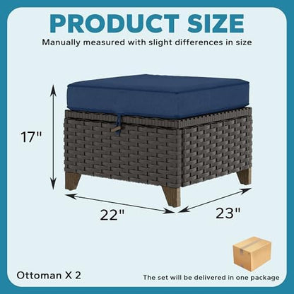 2 Piece Patio Furniture Set, Wicker Outdoor Conversation Set