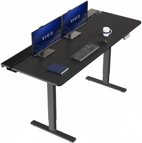 VIVO Electric Standing Desk, Smooth 3-Piece Top 71" x 30" Black Top
