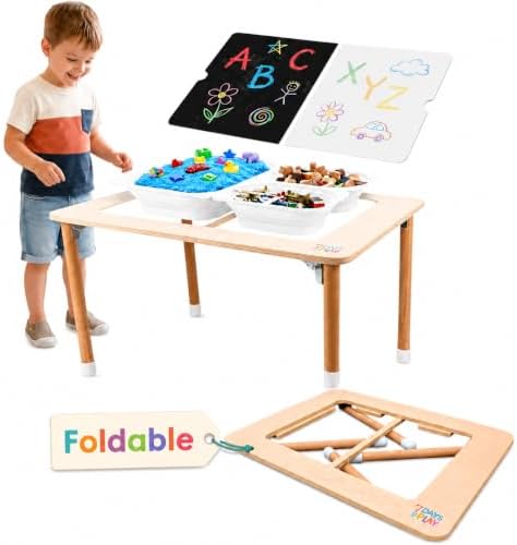 Sensory Play Activity Table with Foldable Legs, Storage Bins, and Lid - Sensory Table for Toddlers & Kids | Great Gift for Birthdays, Christmas & Special Occasions