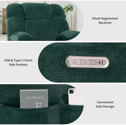 EONIX Dual Motor Zero Gravity Recliner with Heat & Massage, Forest Green