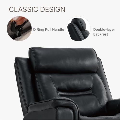KISLOT 360° Swivel Faux Leather Recliner Chair, Manual Rocker, Black