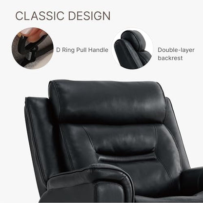 KISLOT 360° Swivel Faux Leather Recliner Chair, Manual Rocker, Black