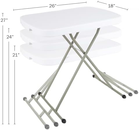 Lavish Home Indoor & Outdoor Portable Folding Table Set of 2, White, 25.5”