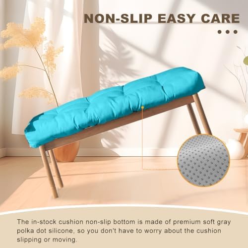 Bench Cushions for Indoor Furniture,39x19x4 in,Light Blue