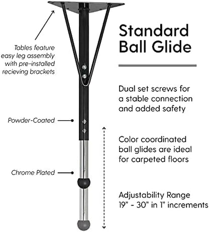 FDP 30" x 48" Rectangle Table with Ball Glide Legs - Gray/Black