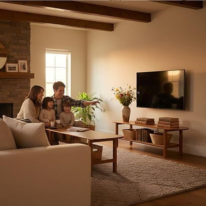 Tiita Walnut TV Stand for 65-Inch TVs, 2 Open Shelves, Rattan Media Console