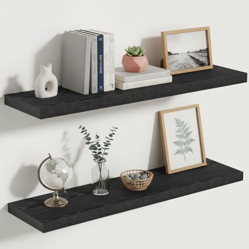 10 Inch Deep Floating Shelves 30x10” Set of 2, Black