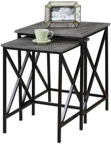 Convenience Concepts Tucson Nesting End Tables, Weathered Gray / Black