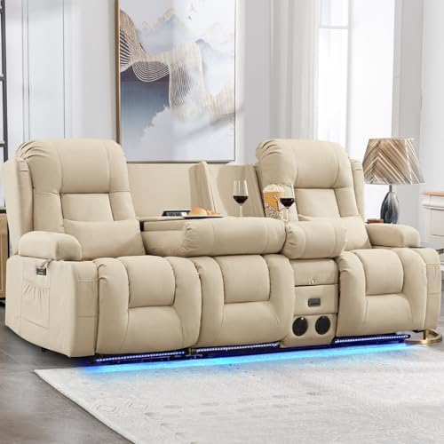 IPKIG Power Loveseat Recliner Sofa with Flip Back Console, 89" - 4 Seat