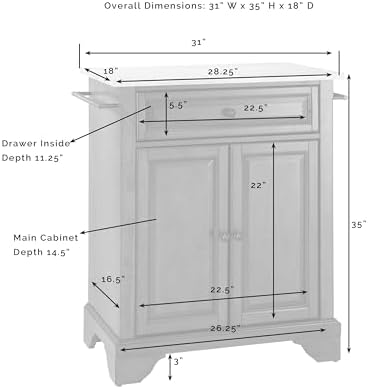 Crosley Furniture Lafayette Small Rolling Kitchen Island, Wood Top