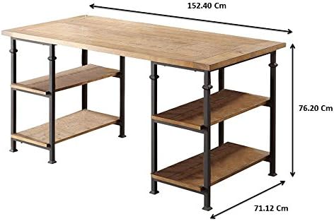 HOMELEGANCE Factory Metal Frame Writing Desk, Rustic Brown