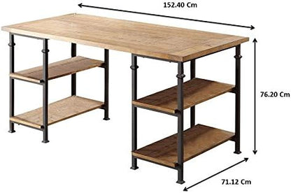 HOMELEGANCE Factory Metal Frame Writing Desk, Rustic Brown